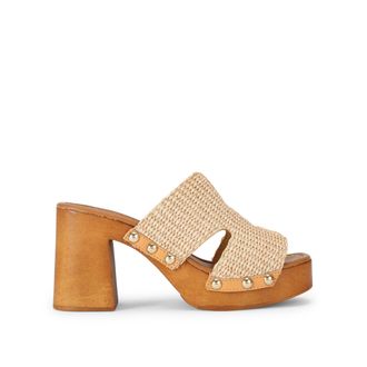 Steve Madden Womens Sunkissed Raffia Sandals - Beige Fabric - Size UK 5