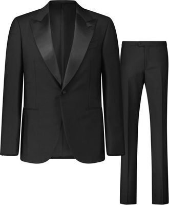 Caruso Luxe Wol en Mohair Smoking - Heren - Business pakken - Zwart - 2XL - Wol - Kostuums