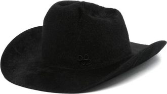 Ruslan Baginskiy Zwarte Wol Monogram Traan Kroon Hoed - Dames - Hoeden - Zwart - S - Wol - Accessoires
