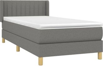 vidaXL Cama Box Spring Con Colch&oacute;n Tela Gris Oscuro 100x200 Cm Vidaxl