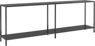 vidaXL Mesa Consola Vidrio Templado Negro 220x35x75,5 Cm Vidaxl