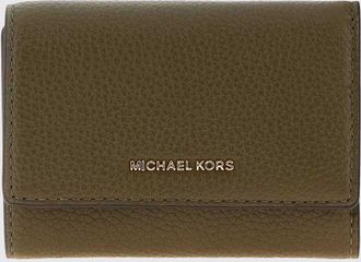 Michael Kors Bryant Leather Tri-Fold Wallet with Metal Logo and Button