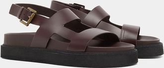 Jonak Lagune leren platte sandalen