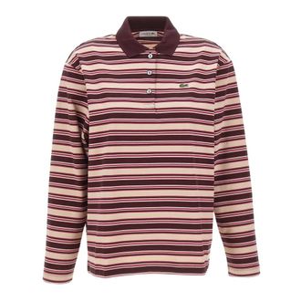 Lacoste Polo met lange mouwen en meerkleurige strepen - Dames - Tops - Veelkleurig - Maat: S Katoen
