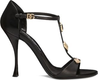 Dolce & Gabbana 105 mm verfraaide sandalen met T-bandje - Zwart