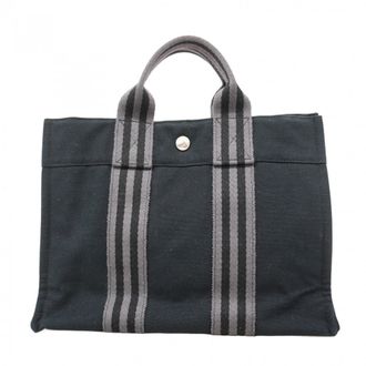 Herm&egrave;s Black Canvas Tote Bag (Pre-Owned)