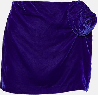 DIDU Floral-applique velvet miniskirt