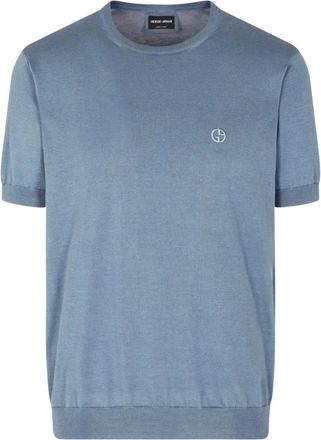 Giorgio Armani T-shirt con logo ricamato - Blu