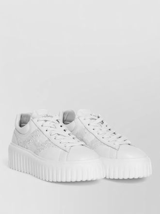 Hogan leather glitter-embellished low-top sneakers