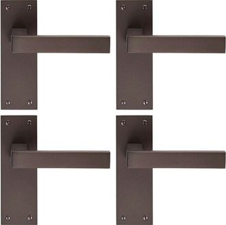 Loops 4x PAIR Straight Square Handle on Slim Latch Backplate 150 x 50mm Matt Bronze