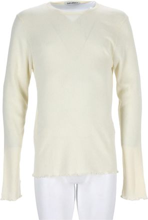 Our Legacy Grey Ribbed Knit Sheer Raw Edge Cotton-Blend Top