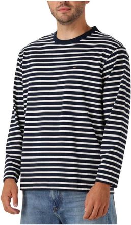 Tommy Jeans Tops, Heren, Blauw, XL, Katoen, Breton Stripe Polo & T-shirt voor heren