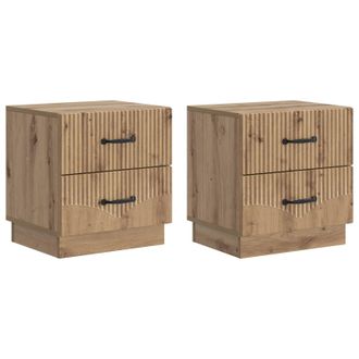 vidaXL Armario De Noche 2 Pcs Roble Artesanal 43 X 34,5 X 44,5 Cm Vidaxl