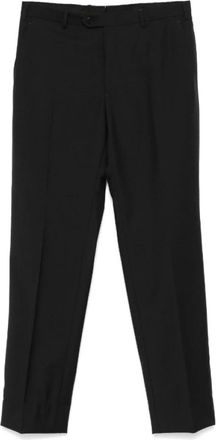 Brioni Zwarte Wollen Blend Broek Keperbinding - Heren - Straight fit broeken - Zwart - M - Wol - Broeken