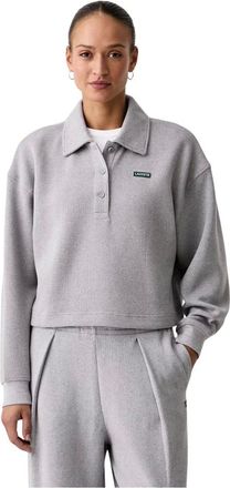 Lacoste Oversized sweatshirt met geribbelde polokraag - Dames - Sweatshirts & Hoodies - Grijs - Maat: XL Katoen