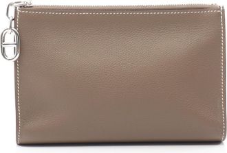 Hermès Beige Evercalf Leather Leather Pouch (Pre-Owned)