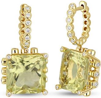 Bony Levy 18K Gold Iris Lemon Quartz & Diamond Drop Earrings in Yellow at Nordstrom