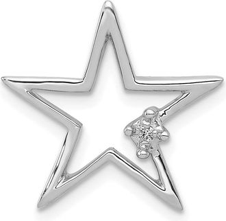 Diamond2Deal 14k White Gold Diamond Star Chain Slide