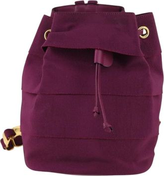 Ferragamo Vala Backpack Canvas Purple Canvas Backpack Bag (Pre-Owned)