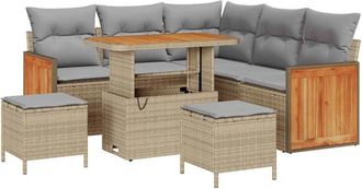 vidaXL Garden Sofa Set 9 pcs Beige and Light Grey Poly Rattan vidaXL