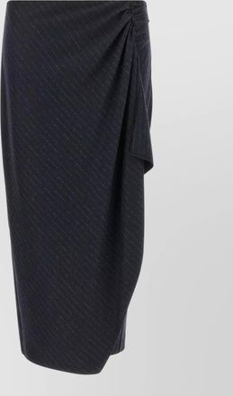Pinko pinstripe asymmetric draped maxi skirt