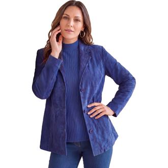 Jessica London Suede Blazer in Dark Sapphire at Nordstrom, Size 28