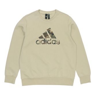 adidas Mens adidas Fi Incamo Swt Camouflage Logo Printing Sports Round Neck Pullover Light Yellow H39331
