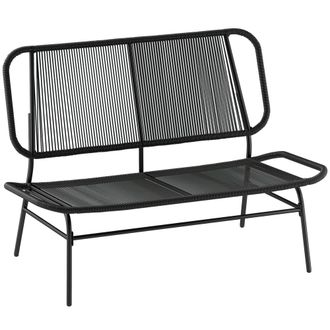 OUTSUNNY Banco de rat&aacute;n 117x67x80 cm negro