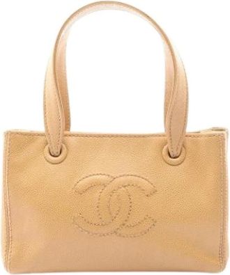 Chanel Pre-owned Vintage Handtas - Dames - Vintage Handtas - Beige - ONE Size - Leer - Vintage