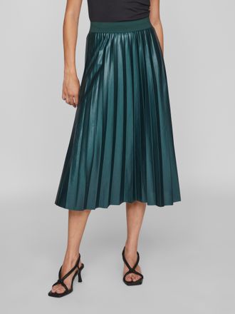 Vila Plisseerock VILA VINITBAN SKIRT - NOOS, Damen, Gr. XXL (44), gr&uuml;n (ponderosa pine), Web, Obermaterial: 96% Polyester, 4% Elasthan, unifarben, regular 
