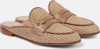 Gianvito Rossi Florio Marbella leather-trimmed raffia mules