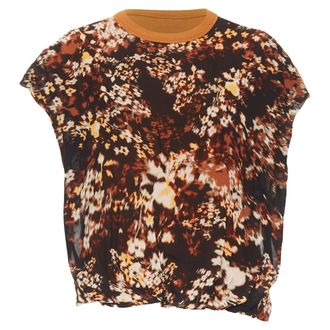 Dries Van Noten 2021 Hernet brown black cotton blurry floral cap sweater S