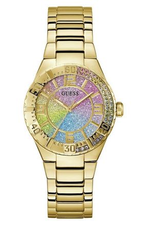 Guess Sangria Rainbow Ombr&eacute; Bracelet Watch, 36mm in Gold at Nordstrom