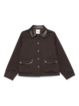 Sandro cotton jacket - women - Cotton/Calf Leather - 36 - Brown