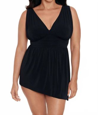 Longitude Long Torso Goddess Flyaway Swim Dress In Black