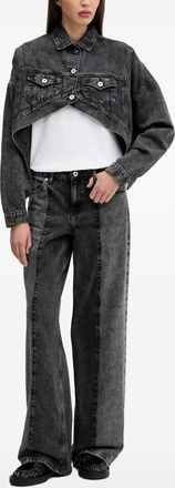 Karl Lagerfeld Giacca denim crop asimmetrica - Nero