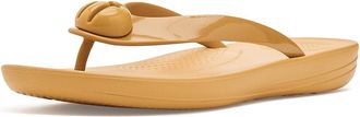 FitFlop Iqushion Glossy-Button Flip-Flops Womens Wedge Shoes Turmeric : 11 M (B), Rubber