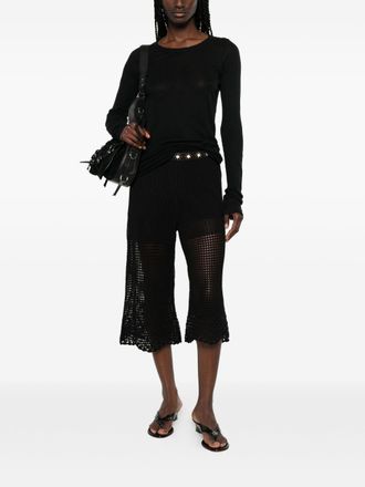 Iro Womens Crochet Knit Wide-Leg Trousers