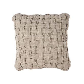 Bazar Bizar Funda de coj&iacute;n de lino en marr&oacute;n 50x50x3 cm