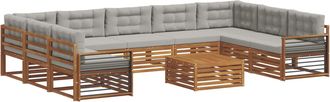 vidaXL Conjunto De Sof&aacute;s De Exterior 10 Uds. Gris Natural Y Claro Vidaxl