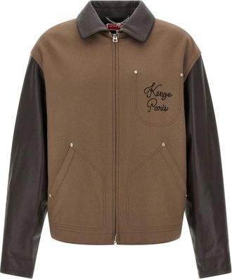 Kenzo Jassen, Heren, Bruin, L, Wol, Paris Chainstitch Blouson