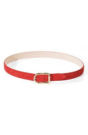 D&eacute;hanche Mija Suede Belt in Lollipop Red/gold at Nordstrom, Size Large