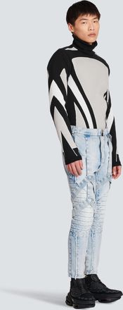 Balmain Multi-Strap Quilted Jeans - Blue