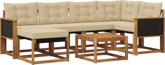 vidaXL Conjunto De Sof&aacute;s De Exterior 7 Uds. Natural Y Beige Vidaxl