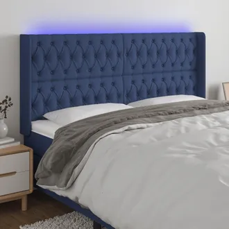 vidaXL Cabecero Con Led De Tela Azul 183x16x118/128 Cm Vidaxl
