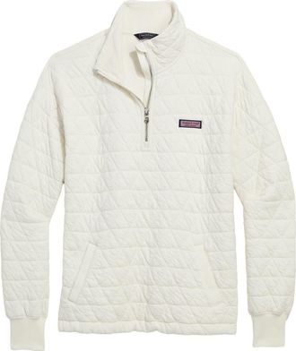 Vineyard Vines Quilted Quarter Zip Pullover in Marshmallow at Nordstrom, Size X-Large