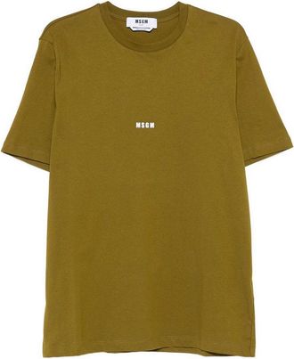 Msgm M. S.G. M. Cotton T-Shirt With Front Printed Logo