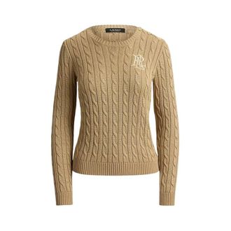 Ralph Lauren Pullover met kabelsteek en ronde hals - Dames - Ronde hals truien - Beige - XL - Katoen - Truien & Vesten