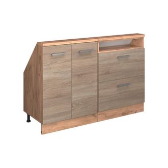 Vicco Armario De Cocina Para Techo Inclinado R-line, Roble Sonoma/goldkraft, 120 Cm Lote De 2, Vicco