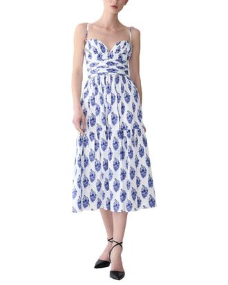 Carolina Herrera Spaghetti Strap Bustier A-Line Midi Dress